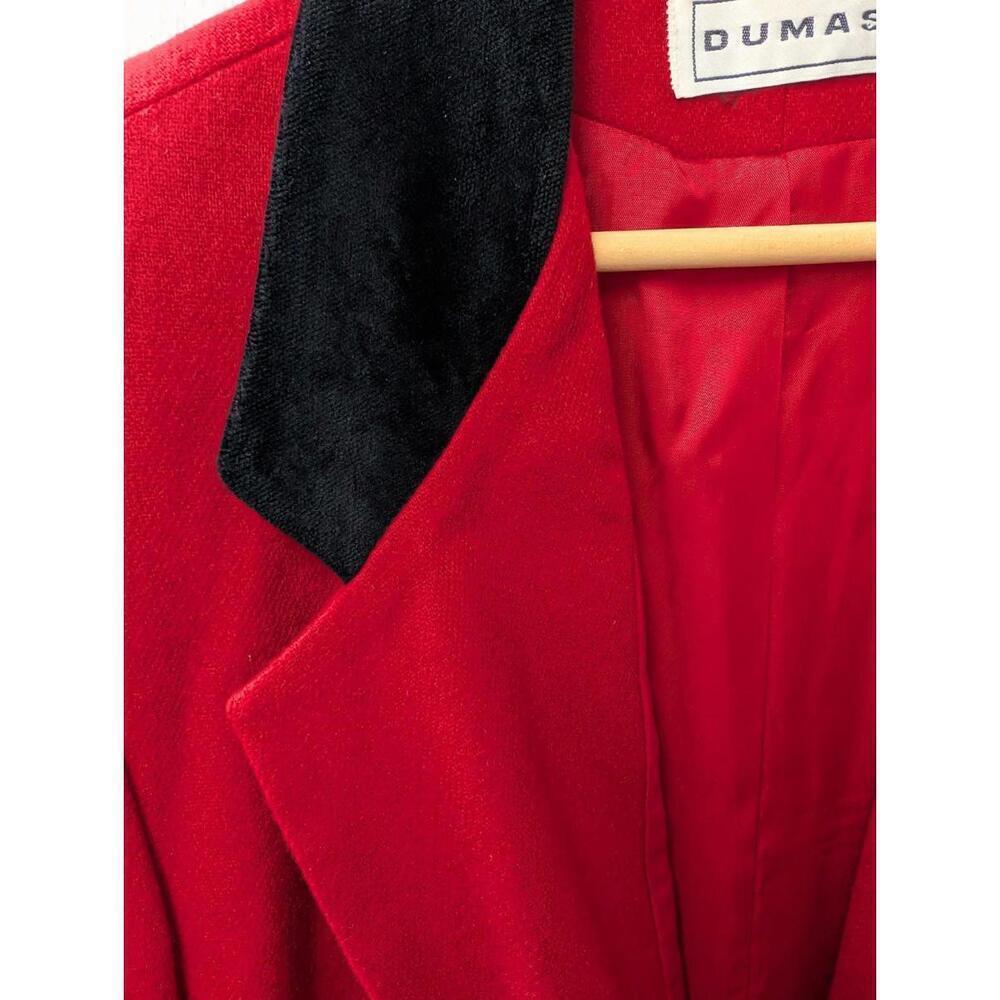 Vintage Dumas 100% Wool Red With Black Velvet Trim Blazer Sports Coat Classic - Picture 4 of 9